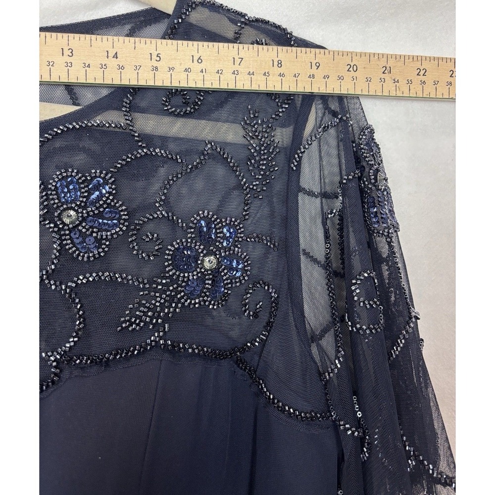 Xscape Plus Size 16W Long Formal Dress Beaded Sequin Illusion Neck Gown Evening - Picture 11 of 14